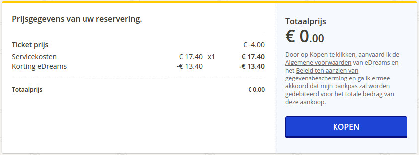 booking of a free Ryanair flight at eDreams