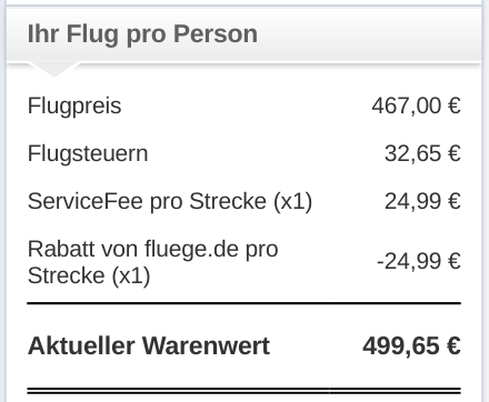 Display price on fluege.de